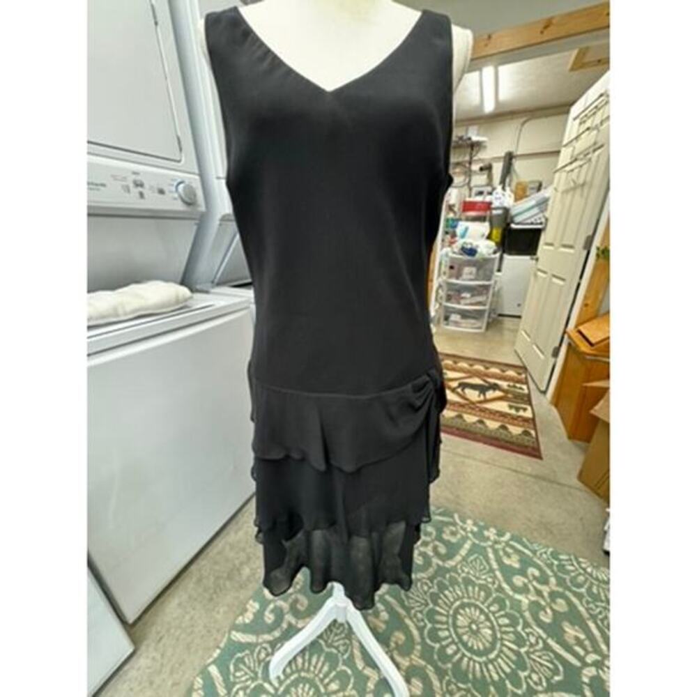 Evan Picone, Dress ,Sheer like, Black, Goth, Y2K, Ruffled, Side Tie, Witchy - Picture 1 of 7
